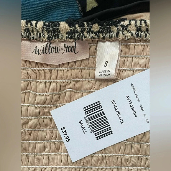 Willow Root‎ Cropped Lace Top Tan Size S New - Picture 10 of 11